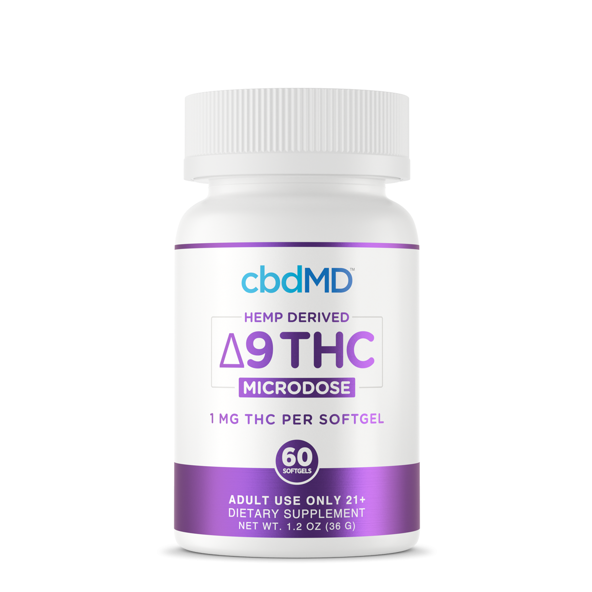 cbdMD Delta-9 THC Microdose Capsules - 1mg 60 Count